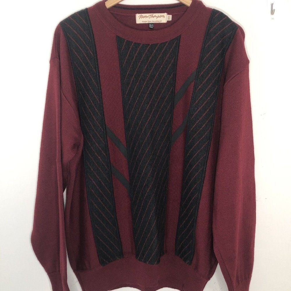 Vintage Wool Blend 3d Knit Grandpa Sweater Mens M 90s Retro Pullover Cosby
